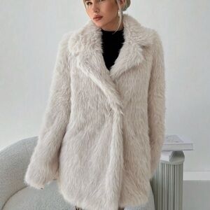 SHEIN Cream faux fur coat